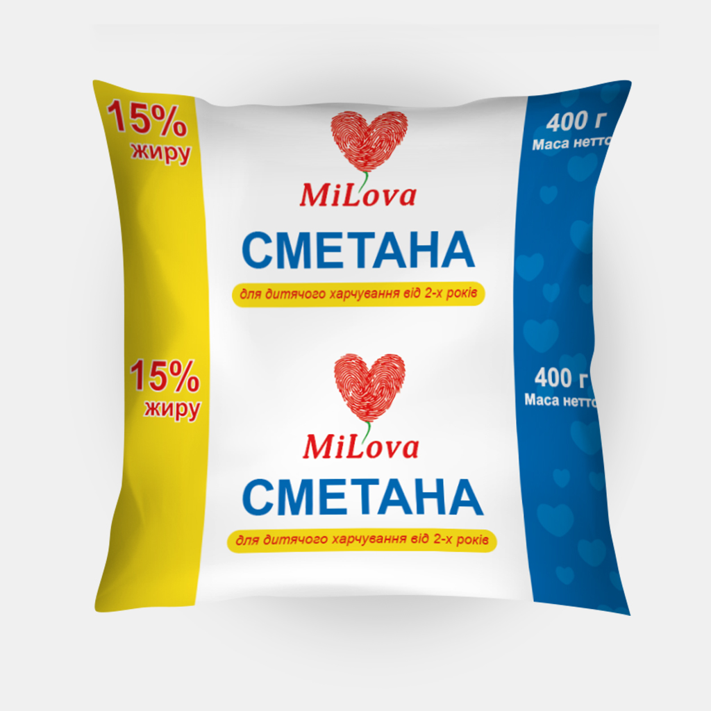 Сметана MiLova 15% жиру, 400 г